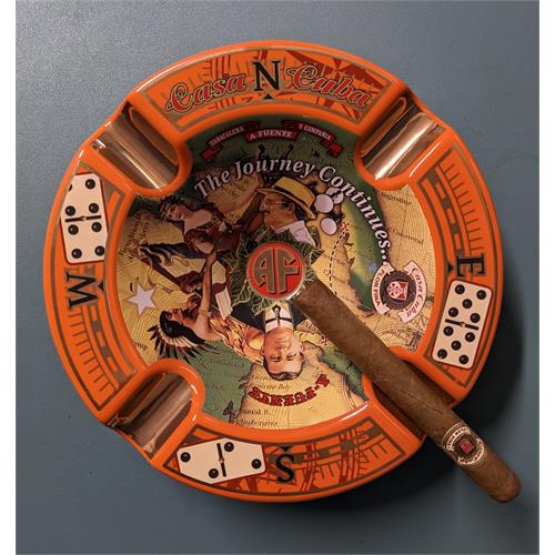 Arturo Fuente Casa Cuba 4-Cigar Round Orange Ashtray