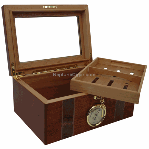 100-cigar Churchill Glass Top Humidor AMB