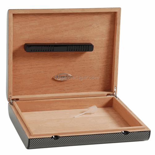 10-Cigar Humidor Comoy s Black Carbon Fiber