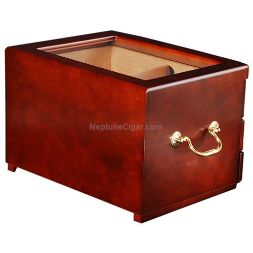 75-cigar Glass Top Humidor with Drawers RGNT
