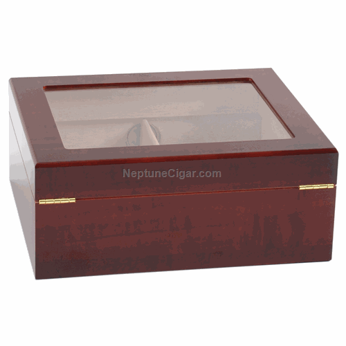 50-cigar Monaco Glass Top Humidor