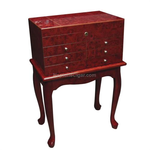 300-Cigar End Table Humidor with Drawers