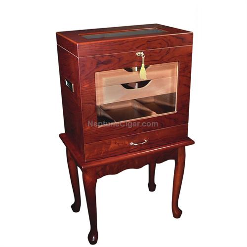 500-Cigar End Table Humidor with Beveled Glass