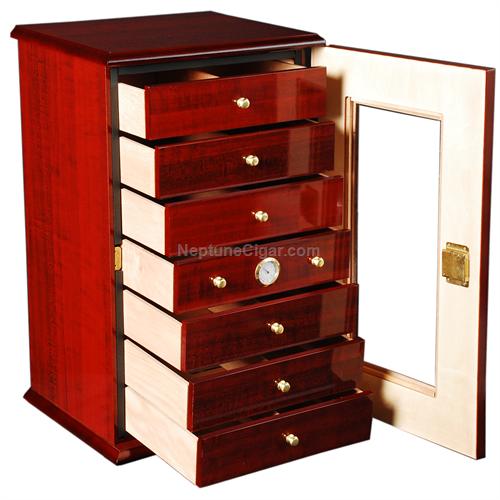 150-Cigar Charleston Vertical Humidor with Drawers