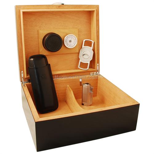 25-Cigar Humidor Colibri Carbon Fiber Gift Set