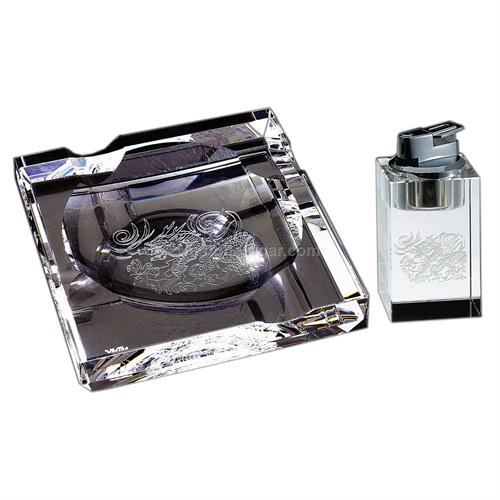Crystal Dragon Ashtray and Lighter Gift Set