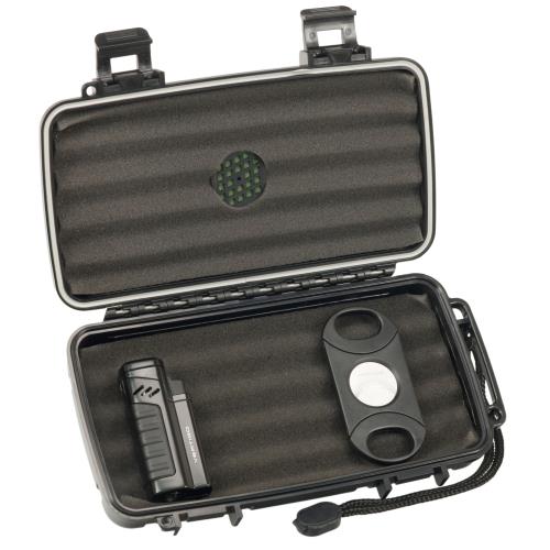 Vertigo Renegade Quad Torch Lighter and Cutter Gift Set, Black