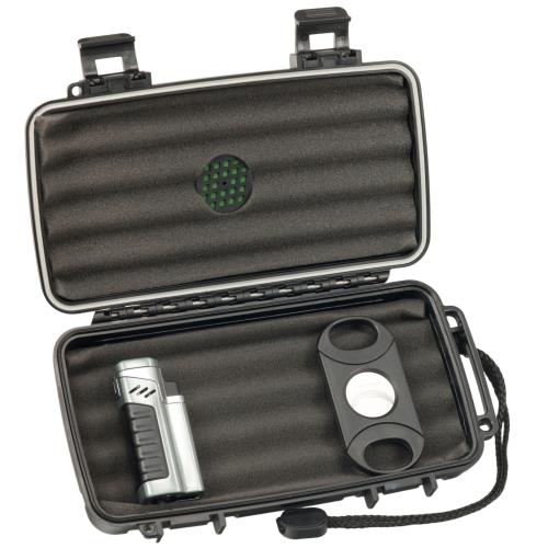 Vertigo Renegade Quad Torch Lighter and Cutter Gift Set, Chrome