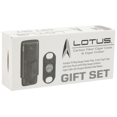 Lotus 70 Ring Gauge Carbon Fiber 2-Stick Cigar Case & Big Boy Cutter Gift Set LCCGS70