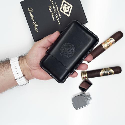 Diamond Crown Royal Collection 3-Cigar Robusto Leather Case