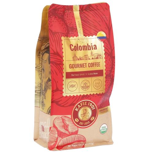 Kafie 1901 Gourmet Colombia Supremo Roasted Coffee 16oz Bag
