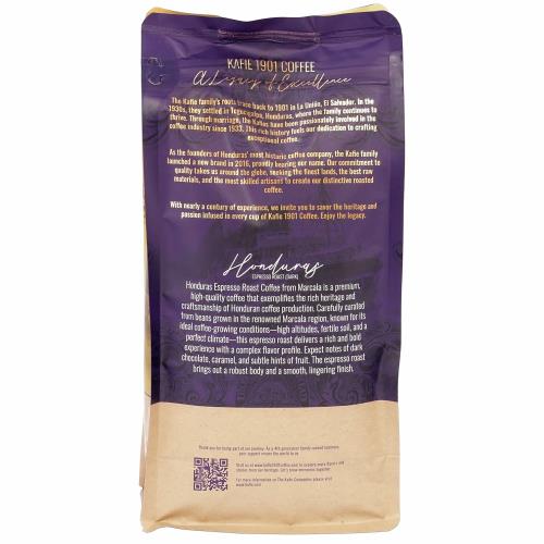 Kafie 1901 Gourmet Honduras Espresso Roasted Organic Coffee 16oz Bag