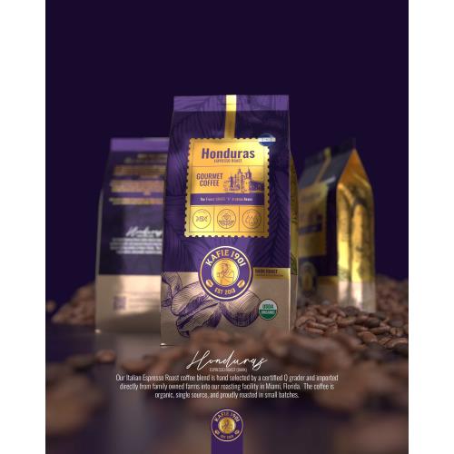 Kafie 1901 Gourmet Honduras Espresso Roasted Organic Coffee 16oz Bag