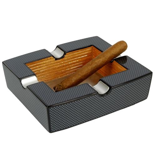 Visol Seine Wood 4-Cigar Ashtray, Carbon Fiber Patterned