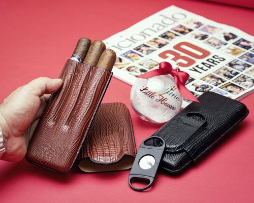 Visol Granada 3-Cigar Leather Case with Cutter