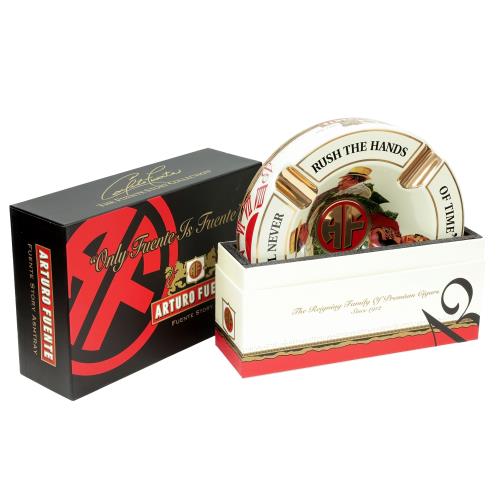 Arturo Fuente Large Hands of Time 4-Cigar Ceramic Ashtray, Cream