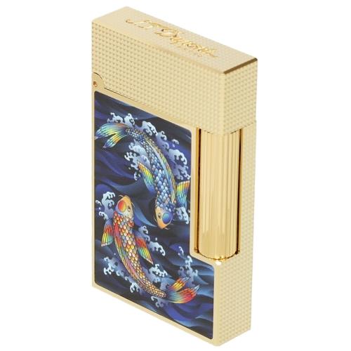 S.T. Dupont Line 2 Lighter, Yellow Gold Koi