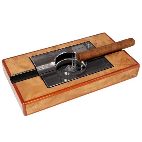 Diamond Crown St. James Wood and Crystal Ashtray