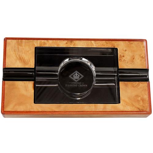 Diamond Crown St. James Wood and Crystal Ashtray