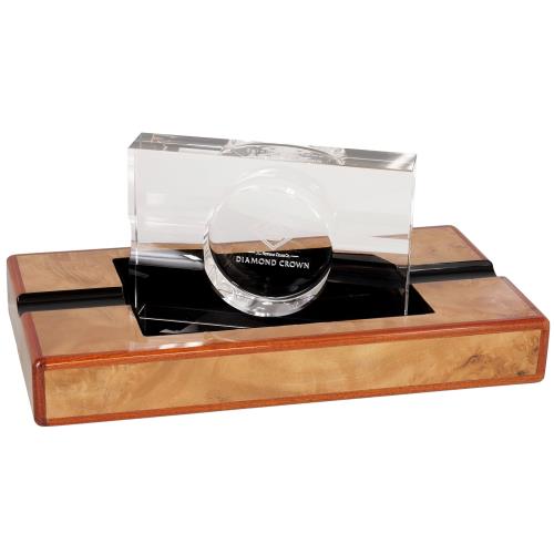 Diamond Crown St. James Wood and Crystal Ashtray