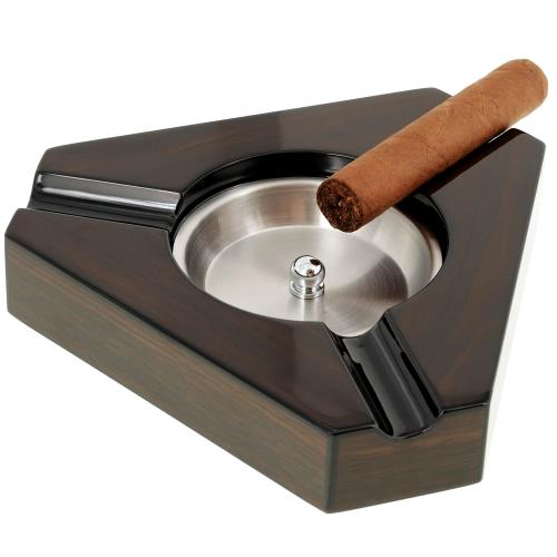 Prestige Triangular 3-Cigar Wood Ashtray ASH3W