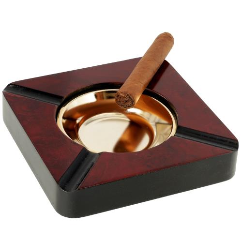 Quality Importers 4-Cigar Ashtray, Burl Wood