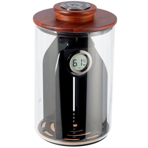 Klaro Cylindor Glass Humidor with Wood Lid