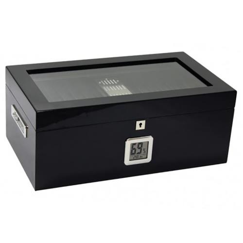 Raven Full Black Lacquer 120-Cigar Humidor