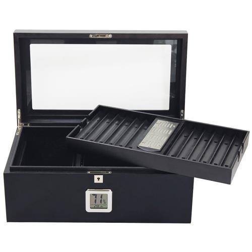Raven Full Black Lacquer 120-Cigar Humidor