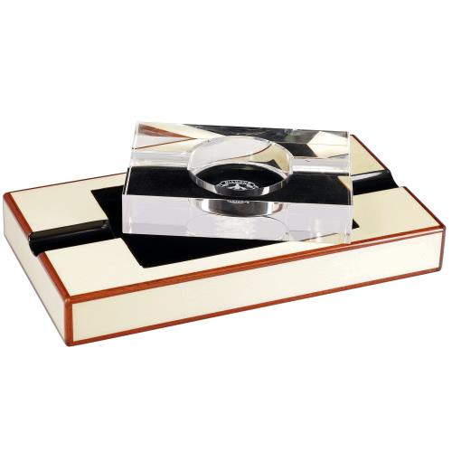 Diamond Crown St. James Wood and Crystal Ashtray