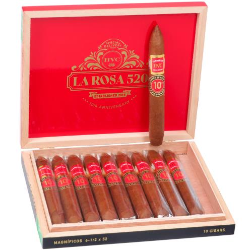 HVC La Rosa 520 10th Aniversario Magnificos 6 1/2 * 52, Box of 10