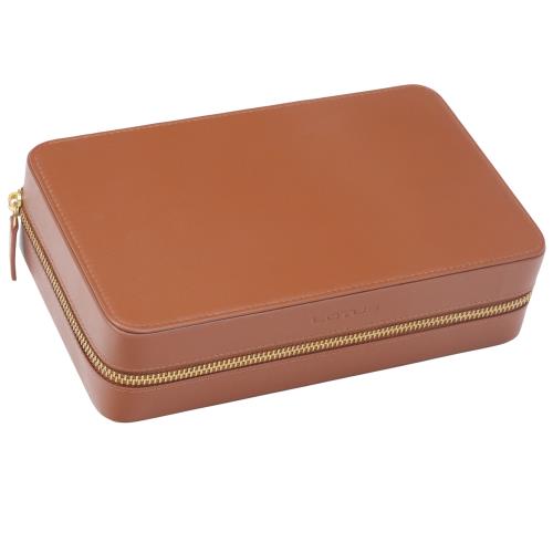 Lotus Marco 5-Cigar Zippered Leather Travel Case, Brown