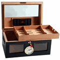 120-cigar Venetian Beveled Glass Humidor Black HUM-100WIN-BLK