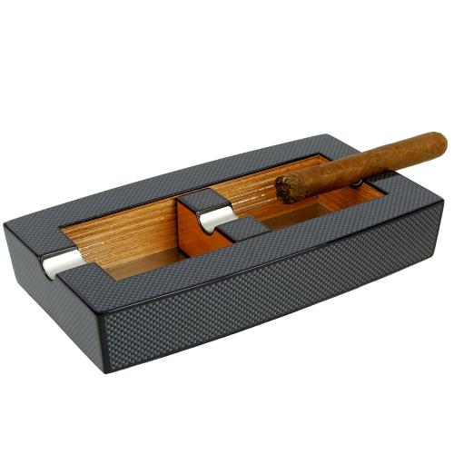 Visol Normandy Carbon Fiber 2-Cigar Ashtray with Cigar Rest