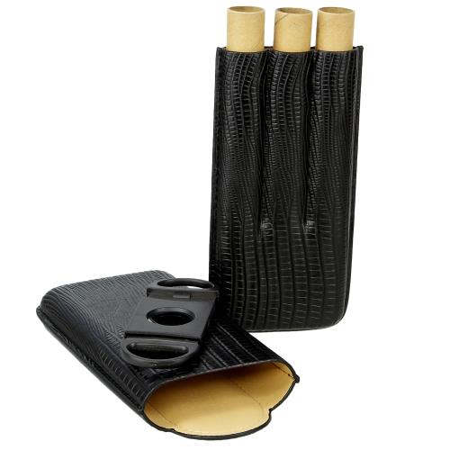 Visol Granada 3-Cigar Leather Case with Cutter