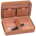Lotus Marco 5-Cigar Zippered Leather Travel Case, Brown