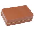 Lotus Marco 5-Cigar Zippered Leather Travel Case, Brown