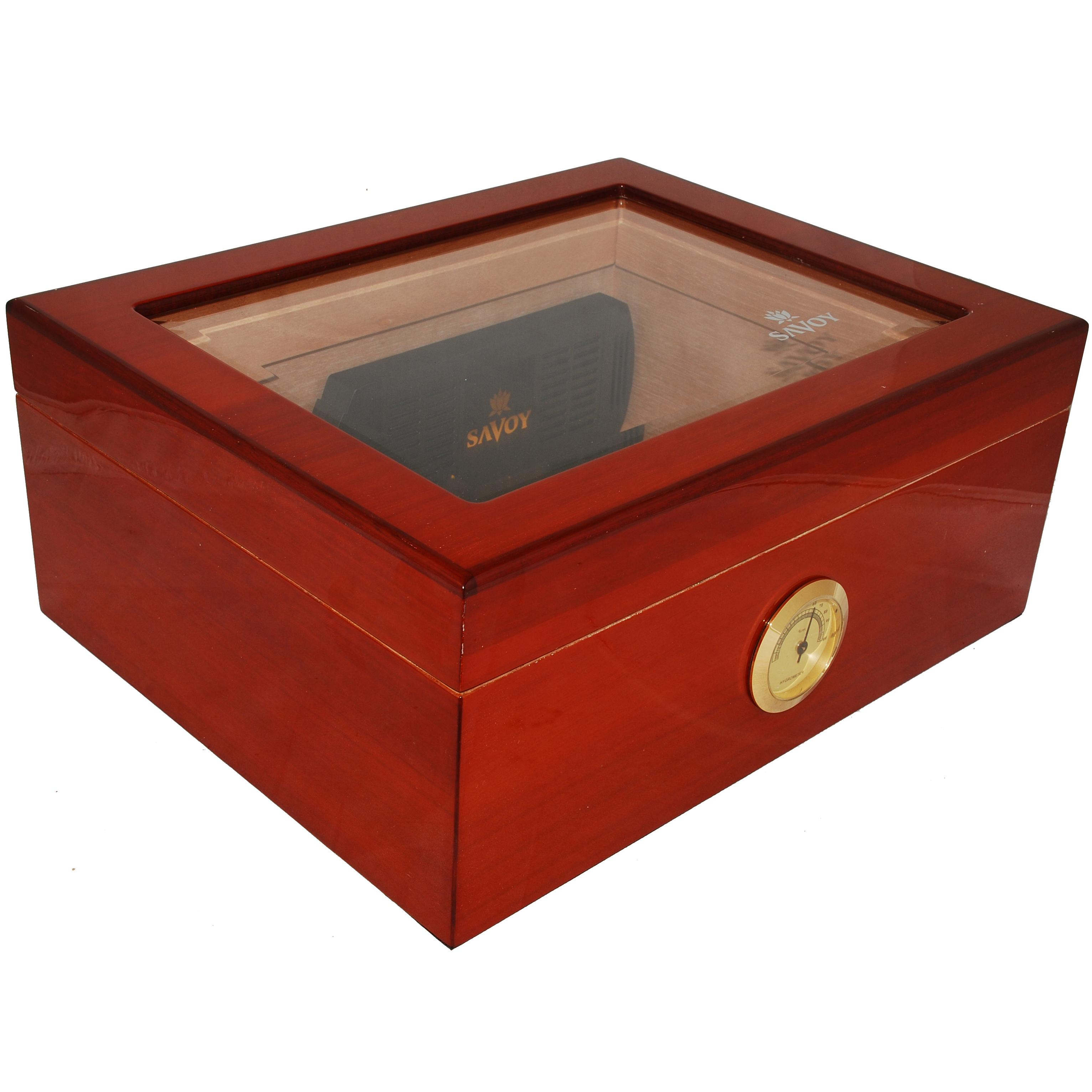 Savoy Mahogany Glass Top Humidor, Medium