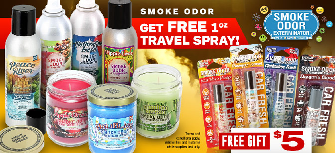 Smoke Odor Get FREE 1oz Travel Spray!