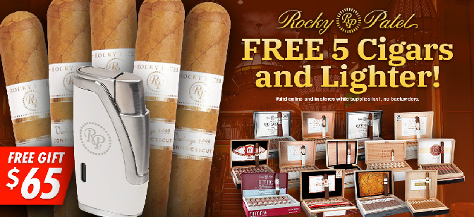 Rocky Patel FREE 5 Cigars & Lighter!