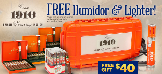 Casa 1910 FREE Humidor & Lighter!