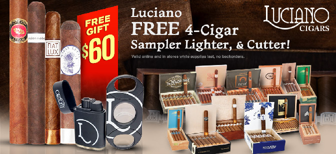 Luciano FREE 4-Cigar Sampler, Lighter, & Cutter!