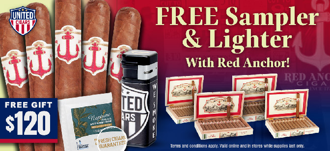 FREE 5 Cigars & Palio Lighter With Red Anchor!